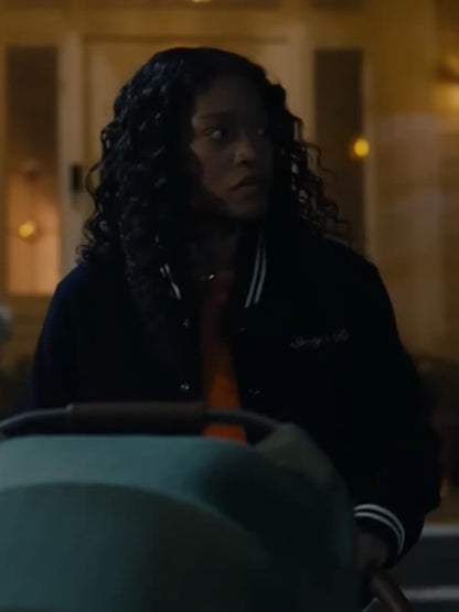 Keke Palmer The ‘Burbs 2026 Blue Varsity Jacket