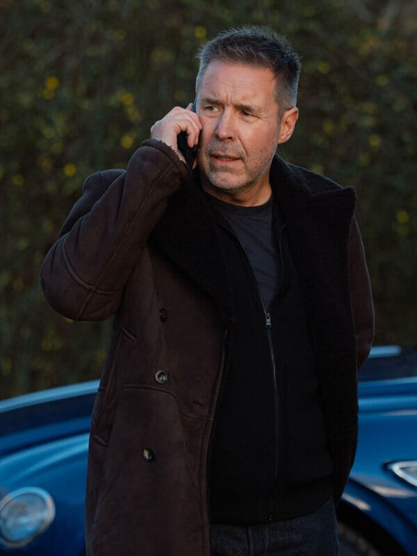 Kevin Harrigan MobLand S01 Brown Suede Shearling Coat