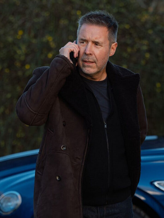 Kevin Harrigan MobLand S01 Brown Suede Shearling Coat