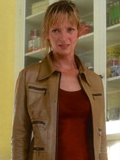 Kill Bill Uma Thurman Brown Leather Jacket