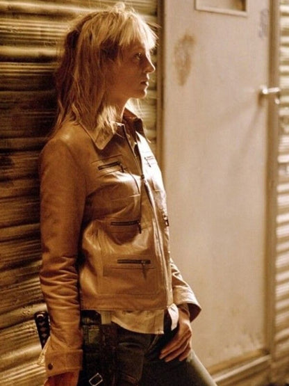 Kill Bill Uma Thurman Brown Leather Jacket