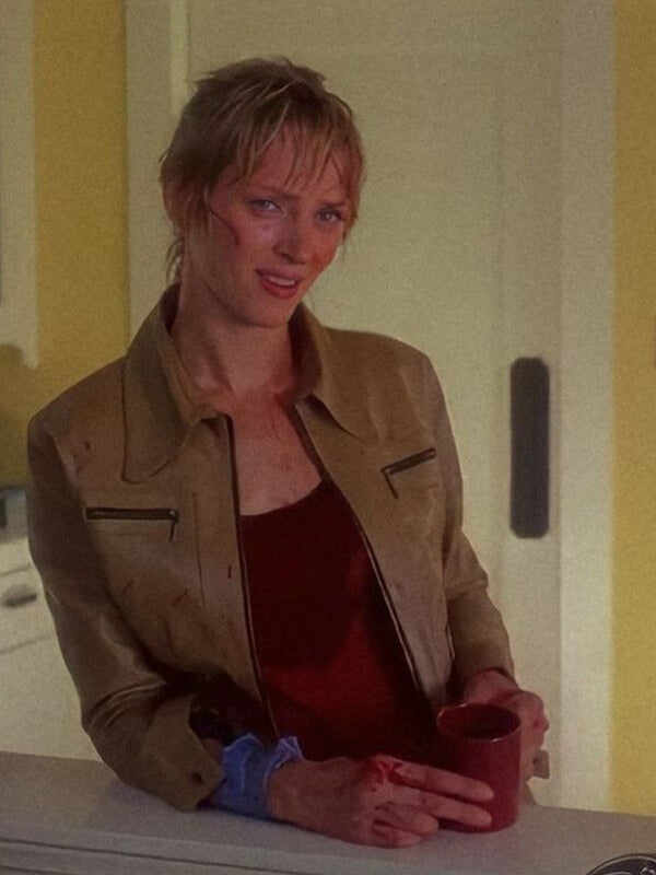 Kill Bill Uma Thurman Brown Leather Jacket