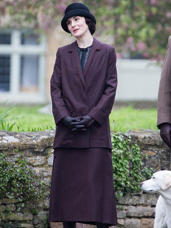 Lady Mary Downton Abbey S05 Purple Wool Coat