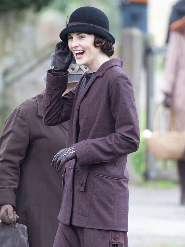 Lady Mary Downton Abbey S05 Purple Wool Coat