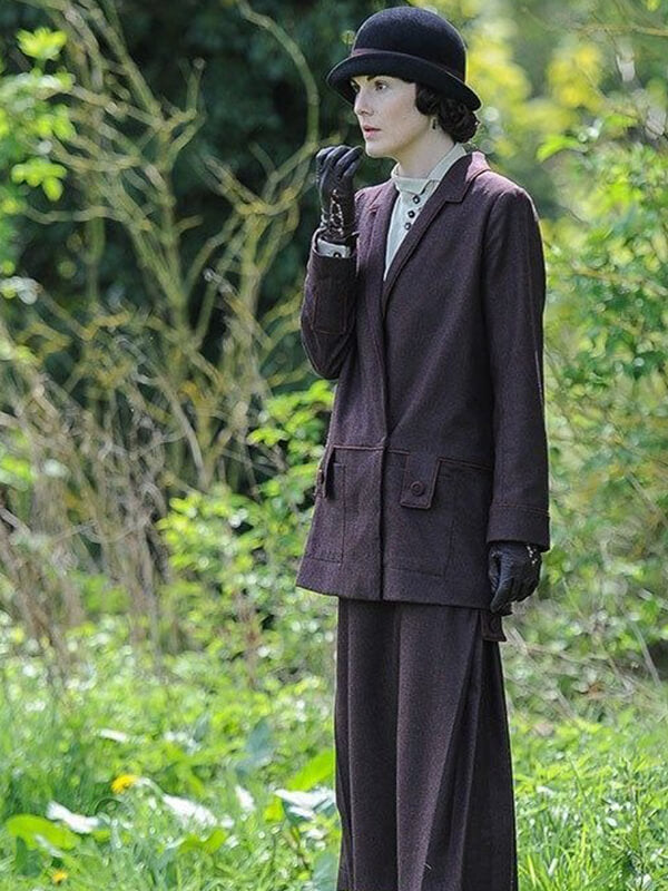 Lady Mary Downton Abbey S05 Purple Wool Coat