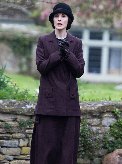 Lady Mary Downton Abbey S05 Purple Wool Coat