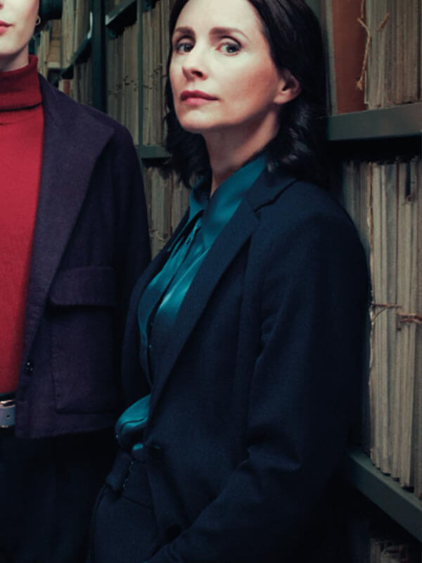 Laura Fraser Patience 2025 Black Wool Coat