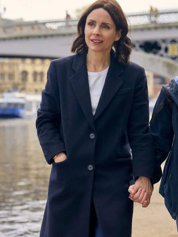 Laura Fraser Patience 2025 Black Wool Coat