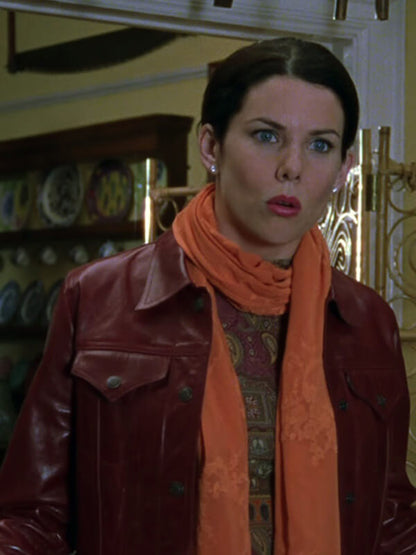 Lauren Graham Gilmore Girls Lorelai Red Leather Jacket