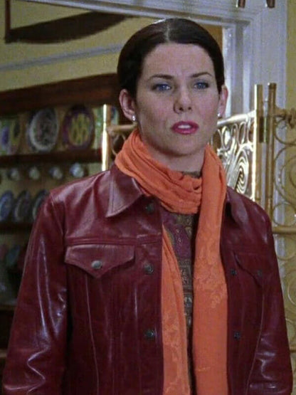 Lauren Graham Gilmore Girls Lorelai Red Leather Jacket