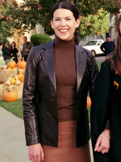 Lauren Graham Gilmore Girls S01 Black Leather Blazer