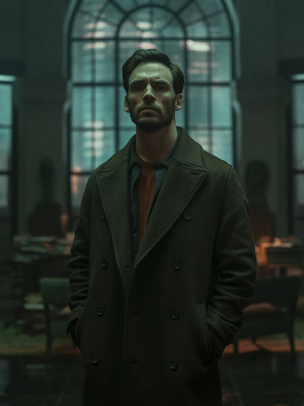 Lazarus 2025 Sam Claflin Brown Wool Peacoat