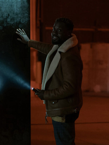 Leighton Vance Dark Matter S01 Suede Shearling Jacket