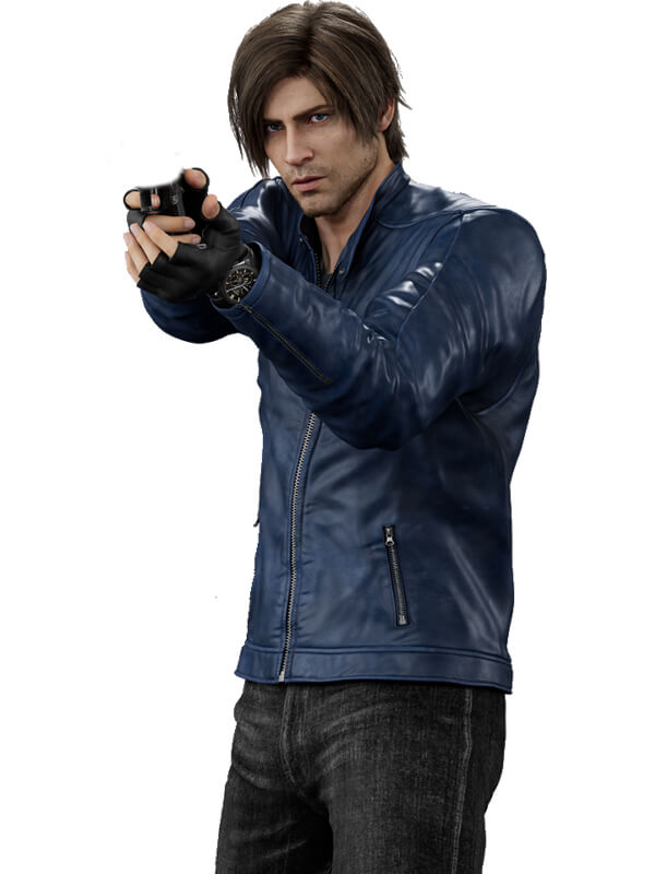Leon Kennedy Death Island Blue Leather Jacket