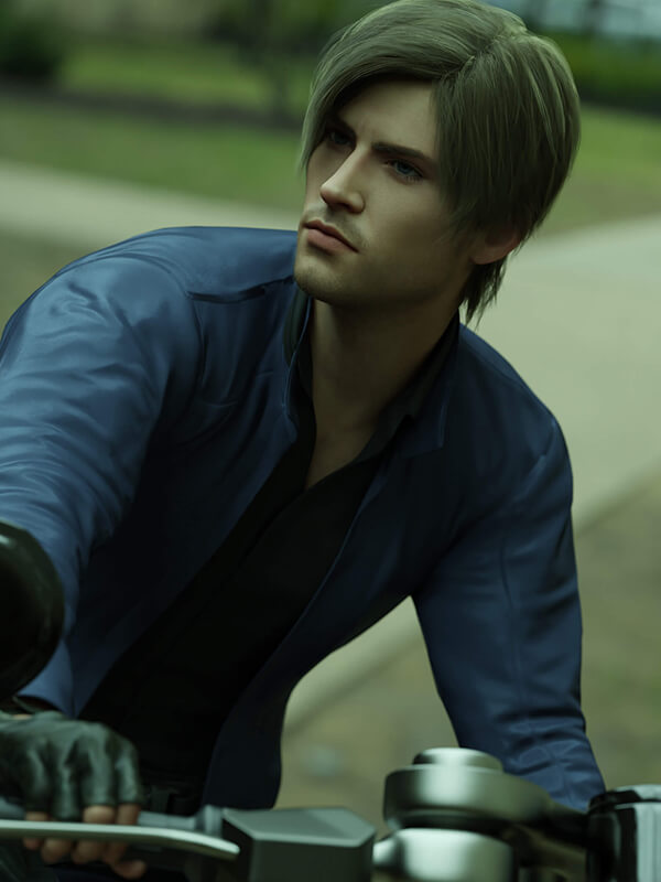 Leon Kennedy Death Island Blue Leather Jacket