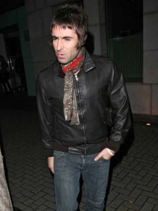 Liam Gallagher Black Leather Biker Jacket
