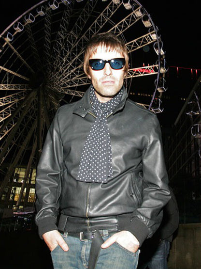 Liam Gallagher Black Leather Biker Jacket