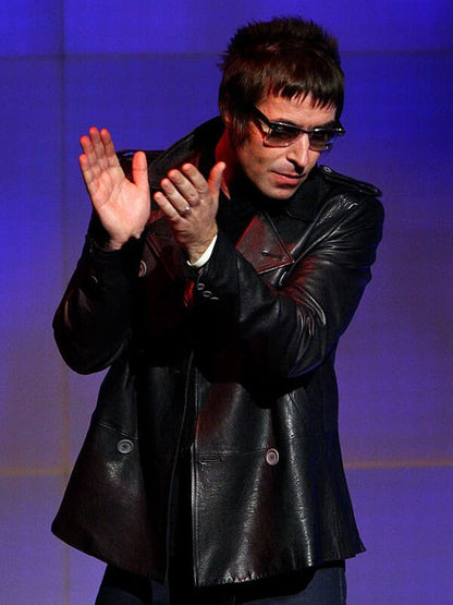 Liam Gallagher Leather Black Coat