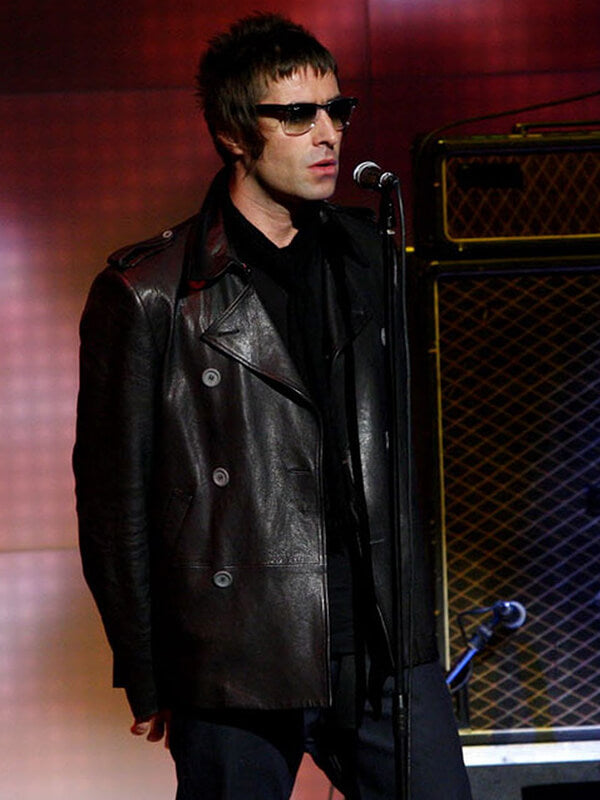 Liam Gallagher Leather Black Coat