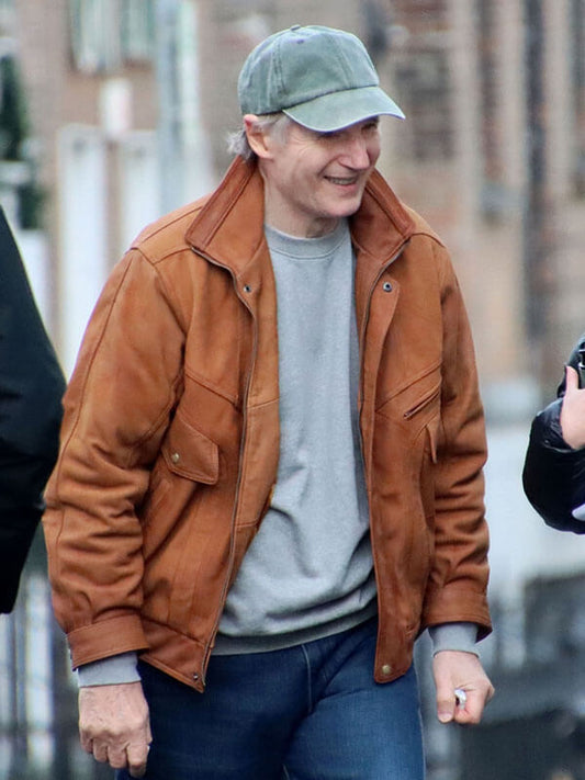Liam Neeson 4 Kids Walk Into a Bank Suede Jacket