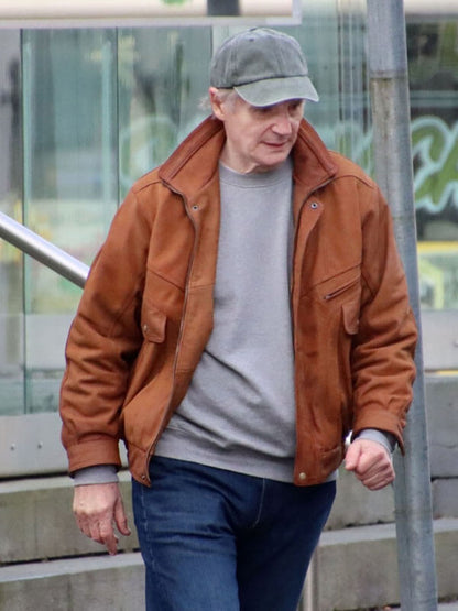 Liam Neeson 4 Kids Walk Into a Bank Suede Jacket