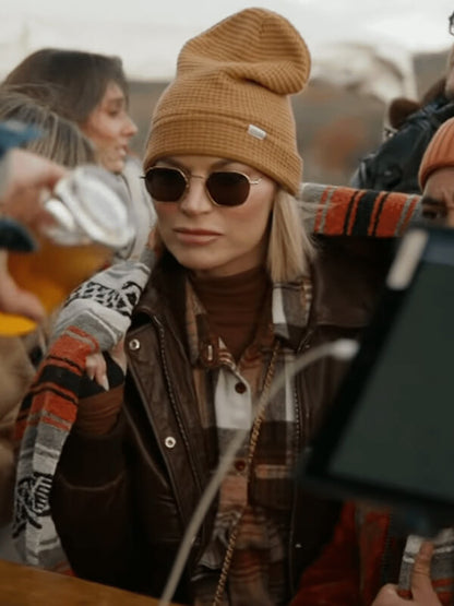 Lindsay Hubbard In the City 2026 Brown Leather Jacket