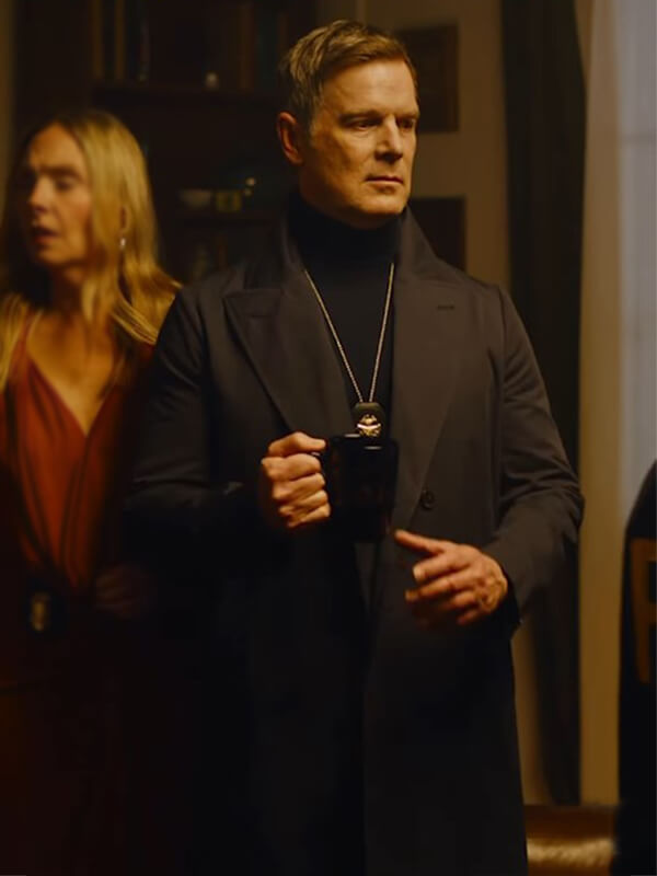 Line of Fire 2026 Peter Krause Black Wool Coat
