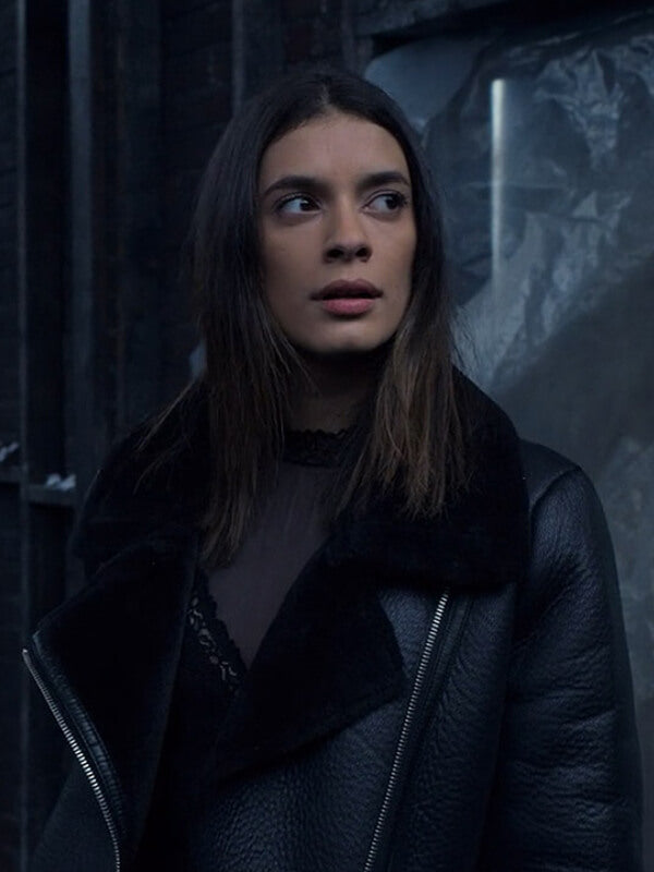 Locke & Key Laysla De Oliveira Black Shearling Jacket
