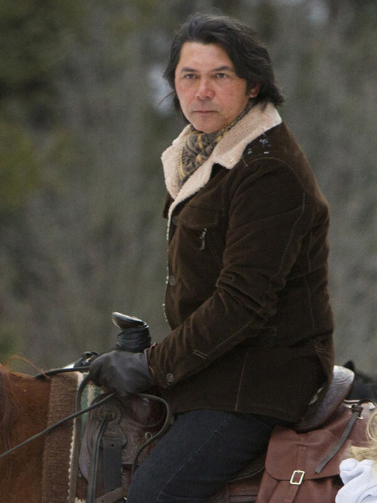 Lou Diamond Phillips Longmire Brown Shearling Coat
