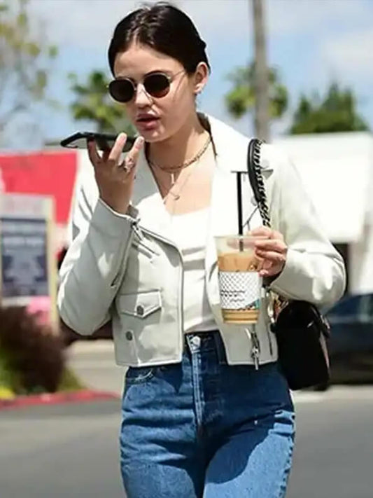 Lucy Hale Pretty Little Liars White Leather Jacket