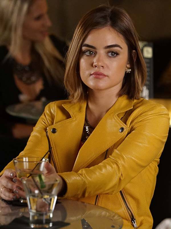 Lucy Hale Pretty Little Liars Yellow Leather Jacket