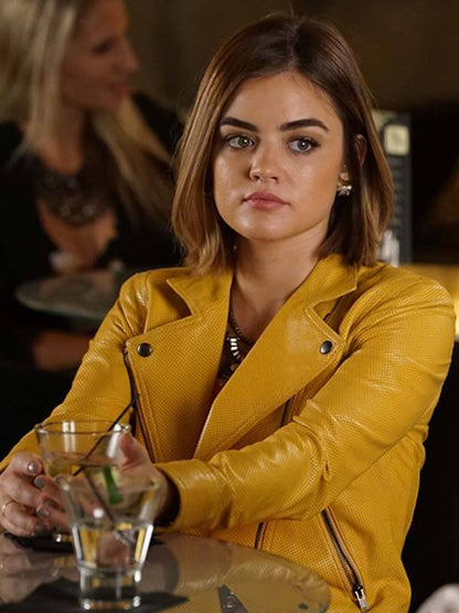 Lucy Hale Pretty Little Liars Yellow Leather Jacket