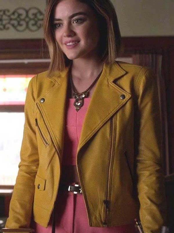 Lucy Hale Pretty Little Liars Yellow Leather Jacket