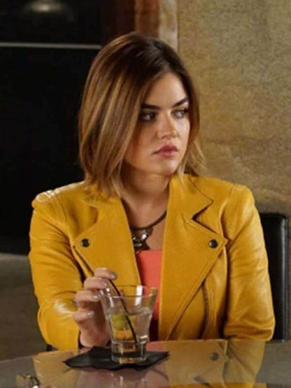 Lucy Hale Pretty Little Liars Yellow Leather Jacket