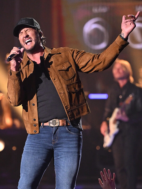 Luke Bryan American Idol 2026 Suede Leather Jacket