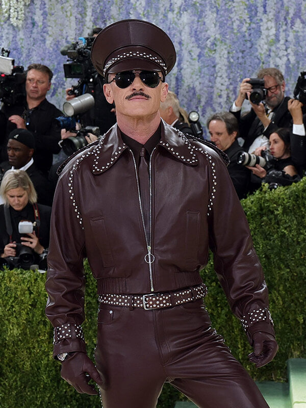 Luke Evans Met Gala 2026 Burgundy Leather Jacket