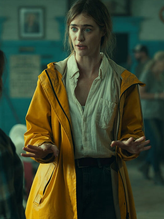Mackenzie Davis Below 2026 Yellow Raincoat