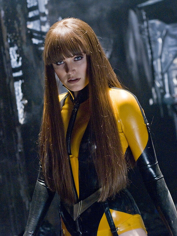 Malin Akerman Watchmen Laurie Jupiter Yellow Leather Coat