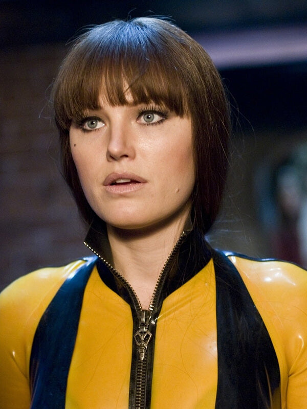 Malin Akerman Watchmen Laurie Jupiter Yellow Leather Coat