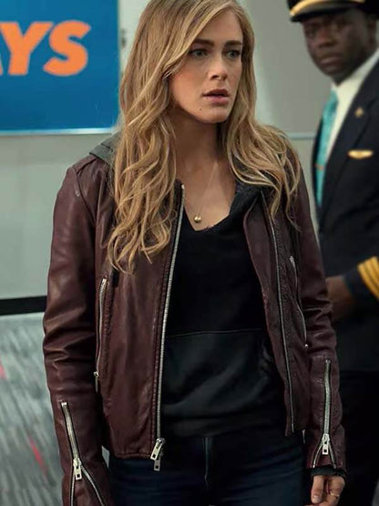 Manifest Melissa Roxburgh Burgundy Leather Jacket