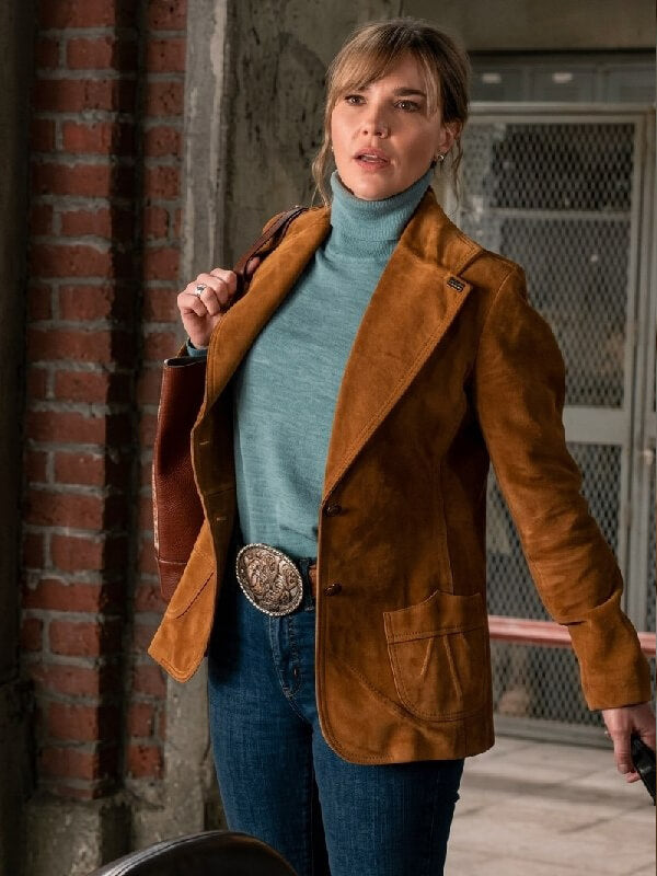 Marshals S01 Belle Skinner  Brown Suede Blazer