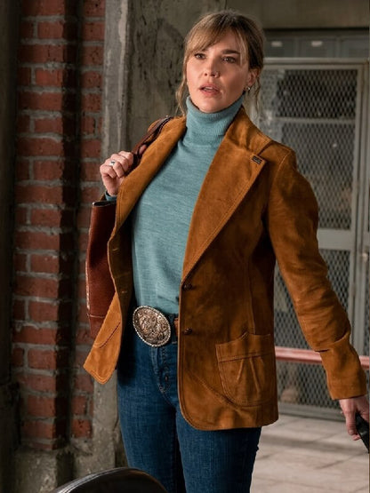 Marshals S01 Belle Skinner  Brown Suede Blazer