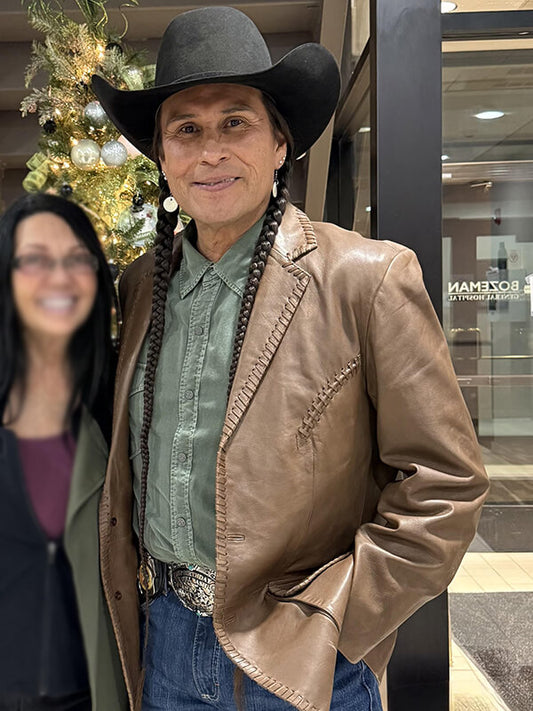 Marshals S01 Mo Brings Plenty Brown Leather Blazer