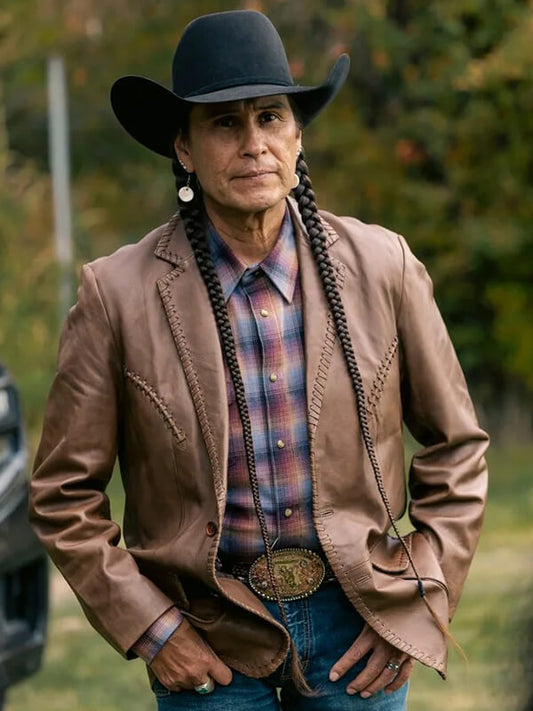 Marshals S01 Mo Brings Plenty Brown Leather Blazer