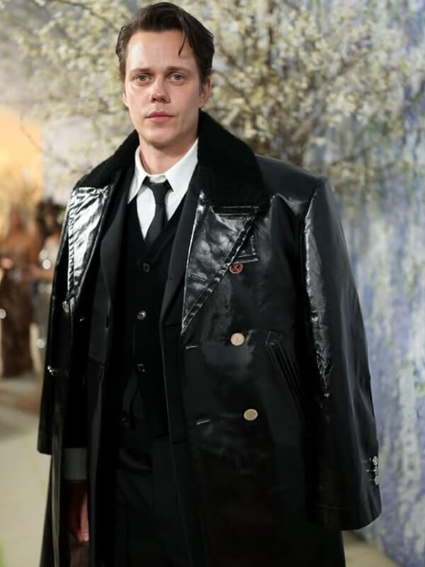 Met Gala 2026 Bill Skarsgård Black Leather Coat