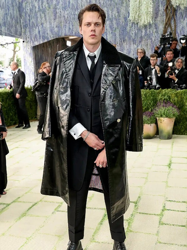 Met Gala 2026 Bill Skarsgård Black Leather Coat