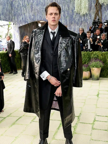 Met Gala 2026 Bill Skarsgård Black Leather Coat