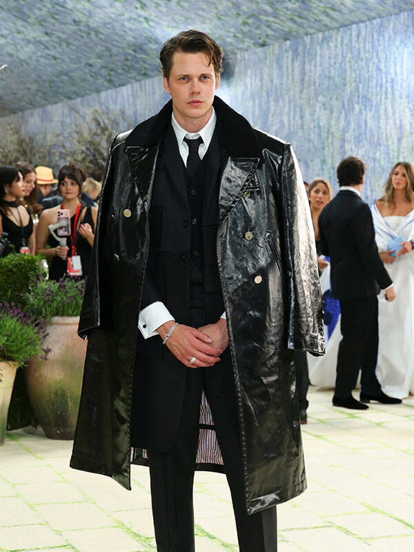 Met Gala 2026 Bill Skarsgård Black Leather Coat