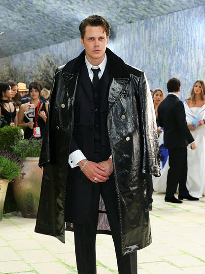 Met Gala 2026 Bill Skarsgård Black Leather Coat