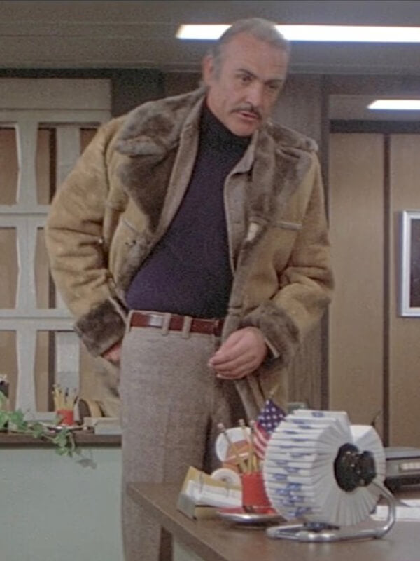 Meteor Vision Sean Connery Brown Suede Shearling Coat